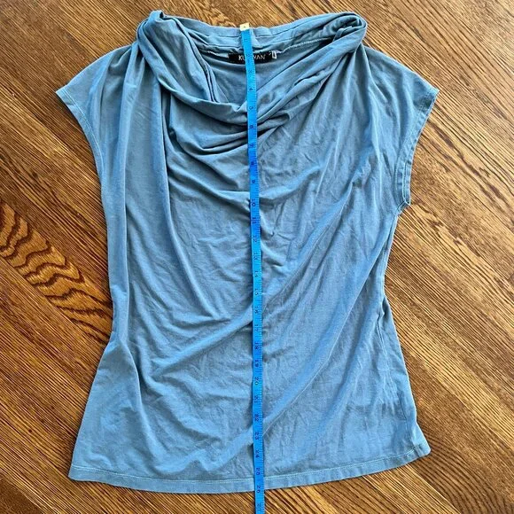 Kulayan Cowl Neck Top - Teal Blue - XL - Organic Bamboo Fabric - EUC - USA-Made - Picture 7 of 9